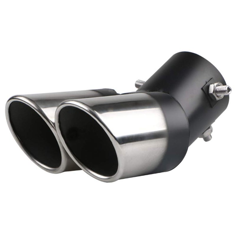 idain Car Stainless Steel Dual Exhaust Pipe Tail Muffler Tip Pipe Diameter 1.5" to 2" Curved Type TailPipe Muffler Modification - Image 1